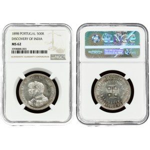 Portugal 500 Reis 1898 400th Anniversary Discovery of India NGC MS 62