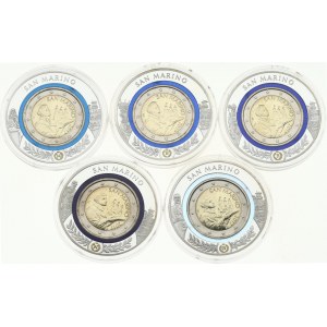 San Marino 2 Euro 2017 Commemorative issue SET Lot of 5 Coins