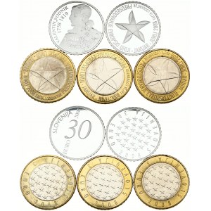 Slovenia 3 & 30 Euro 2008 Commemorative issue Lot of 5 Coins