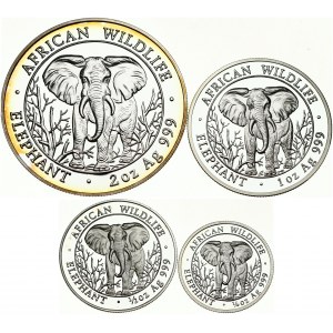 Somalia 250 - 2000 Shillings 2004 Elephant Standing SET Lot of 4 Coins