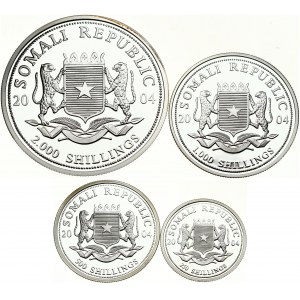 Somalia 250 - 2000 Shillings 2004 Elephant Standing SET Lot of 4 Coins