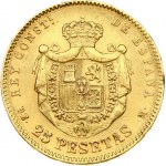 Spain 25 Pesetas 1877 DE-M