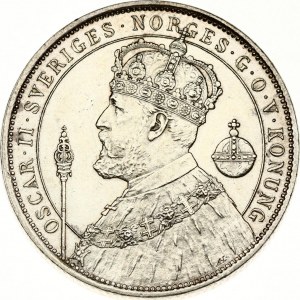 Sweden 2 Kronor 1897 EB Silver Jubilee