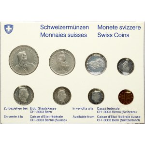 Switzerland 1 Rappen - 5 Francs 1979 SET Lot of 8 Coins