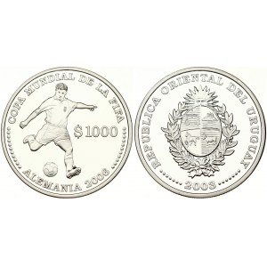 Uruguay 1000 Pesos 2003 XVIII World Soccer Championship