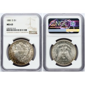 USA 1 Dollar 1881 S 'Morgan Dollar' NGC MS 63