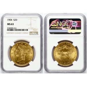 USA 20 Dollars 1904 Philadelphia 'Liberty Head - Double Eagle' NGC MS 63