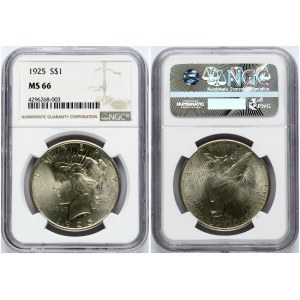 USA 1 Dollar 1925 Peace Philadelphia NGC MS 66