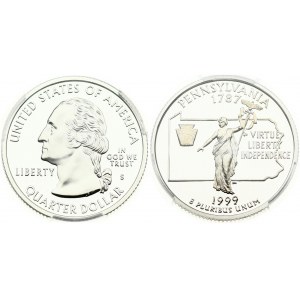 USA 1/4 Dollar 1999 S 'Washington Quarter' Pennsylvania PCGS PR 69 DCAM