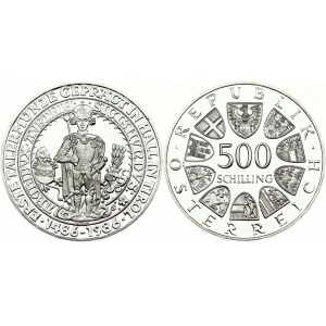 Austria 500 Schilling 1986 500th Anniversary - First Thaler Coin Struck at Hall Mint