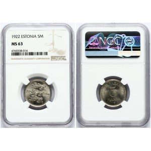 Estonia 5 Marka 1922 NGC MS 63