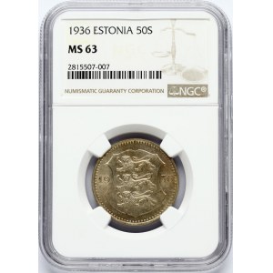 Estonia 50 Senti 1936 NGC MS 63