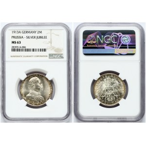 Prussia 2 Mark 1913 A 25 Years of Reign NGC MS 63