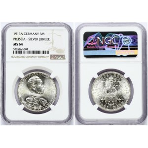 Prussia 3 Mark 1913 A 25 Years of Reign NGC MS 64