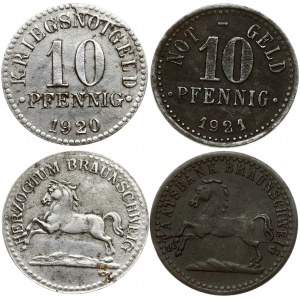 Germany Braunschweig 10 Pfennig 1920 and 1921 Lot of 2 coins