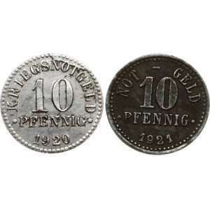 Germany Braunschweig 10 Pfennig 1920 and 1921 Lot of 2 coins