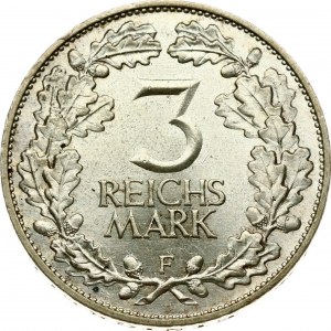 Weimar Republic 3 Reichsmark 1925 F Rheinland