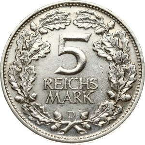 Weimar Republic 5 Reichsmark 1925 D Rhineland