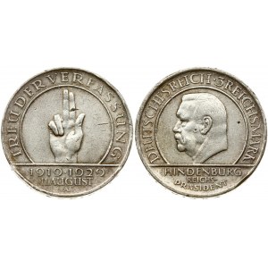 Weimar Republic 3 Reichsmark 1929 A Verfassung