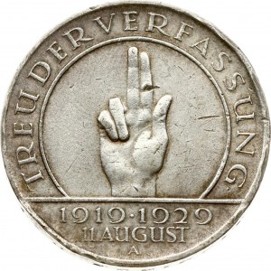 Weimar Republic 3 Reichsmark 1929 A Verfassung