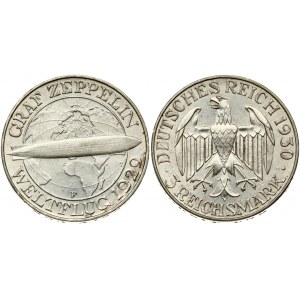 Weimar Republic 3 Reichsmark 1930 F Zeppelin