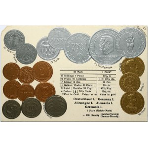 Postcard 1930 with German Coins