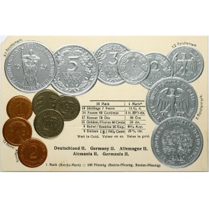 Postcard 1930 with German Coins