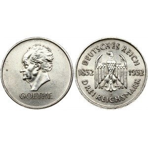 Weimar Republic 3 Reichsmark 1932 F Goethe