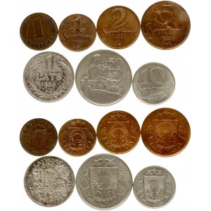 Latvia 1 Santims - 1 Lats (1922-1939) Lot of 7 Coins