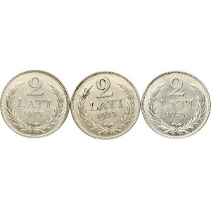 Latvia 2 Lati 1925 Lot of 3 Coins