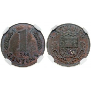 Latvia 1 Santims 1938 NGC MS 63 BN