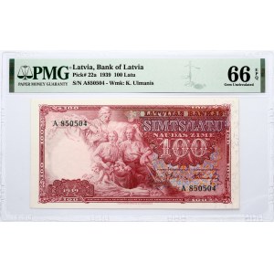 Latvia 100 Latu 1939 PMG 66 EPQ Gem Uncirculated