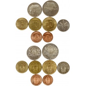 Latvia 1 Santims - 2 Lati 1992 SET Lot of 8 Coins