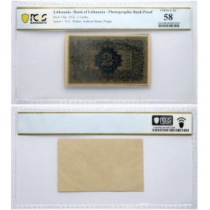 Lithuania 2 Centu 1922 Banknote PCGS 58 CHOICE AU