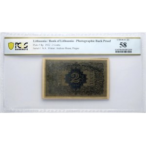 Lithuania 2 Centu 1922 Banknote PCGS 58 CHOICE AU