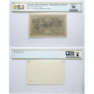 Lithuania 20 Centu 1922 Banknote PCGS 58 CHOICE AU