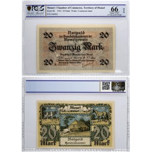 Lithuania Memel Territory 20 Mark 1922 PCGS 65 Gem UNC OPQ MAX GRADE