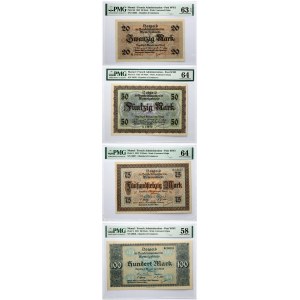 Lithuania Memel Territory 1/2 - 100 Mark 1922 SET PMG 58 - 64 Lot of 9 Banknotes