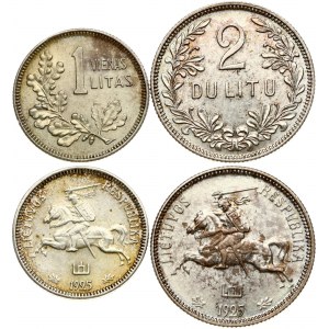 Lithuania 1 Litas & 2 Litu 1925 Lot of 2 Coins
