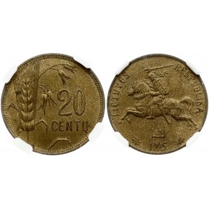 Lithuania 20 Centų 1925 NGC MS 63