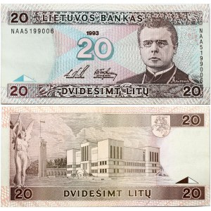 Lithuania 20 Litu 1993 Maironis Banknote