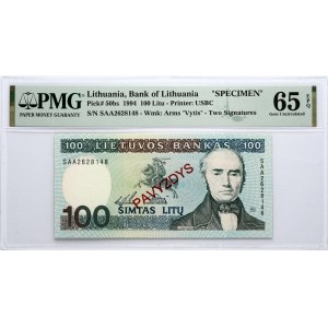 Lithuania 100 Litų 1994 Banknote PAVYZDYS/SPECIMEN PMG 65 Gem Uncirculated EPQ