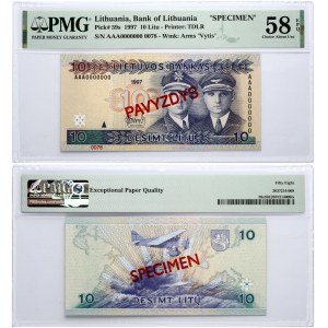 Lithuania 10 Litų 1997 Banknote PAVYZDYS/SPECIMEN PMG 58 Choice About Uncirculated EPQ