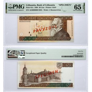 Lithuania 50 Litų 1998 Banknote PAVYZDYS/SPECIMEN PMG 65 Gem Uncirculated EPQ