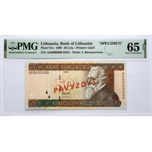 Lithuania 50 Litų 1998 Banknote PAVYZDYS/SPECIMEN PMG 65 Gem Uncirculated EPQ