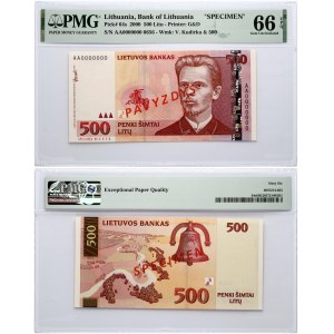 Lithuania 500 Litų 2000 Banknote PAVYZDYS/SPECIMEN PMG 64 Choice Uncirculated EPQ