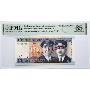 Lithuania 10 Litų 2001 Banknote PAVYZDYS/SPECIMEN PMG 65 Gem Uncirculated EPQ
