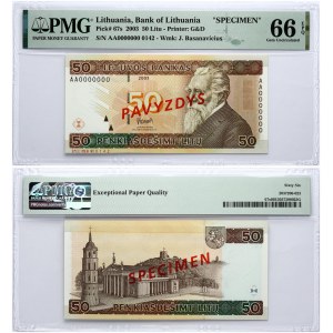 Lithuania 50 Litų 2003 Banknote PAVYZDYS/SPECIMEN PMG 66 Gem Uncirculated EPQ