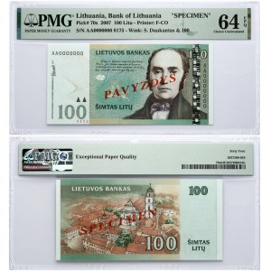 Lithuania 100 Litų 2007 Banknote PAVYZDYS/SPECIMEN PMG 64 Choice Uncirculated EPQ