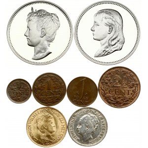 Netherlands 1/2 Cent - 10 Gulden (1917-1948) SET Lot of 6 Coins & 2 Tokens